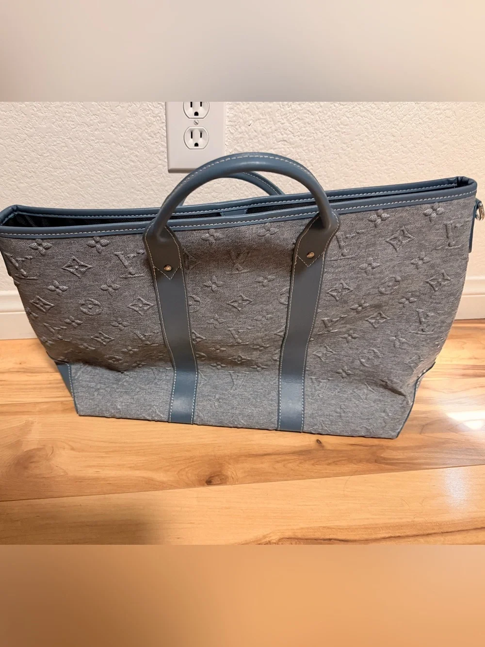 Louis Vuitton Style Blue Monogram Canvas Jeans 2way Tote Bag